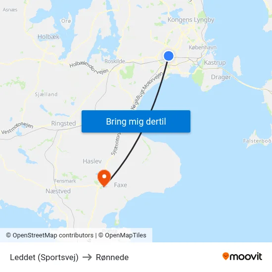 Leddet (Sportsvej) to Rønnede map
