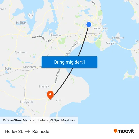 Herlev St. to Rønnede map