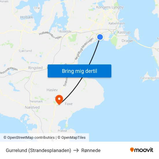 Gurrelund (Strandesplanaden) to Rønnede map
