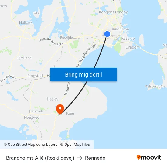 Brandholms Allé (Roskildevej) to Rønnede map