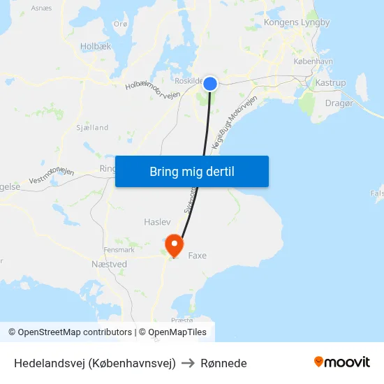 Hedelandsvej (Københavnsvej) to Rønnede map