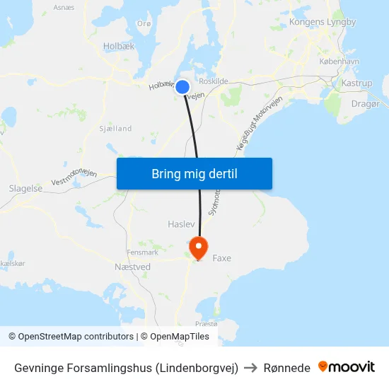 Gevninge Forsamlingshus (Lindenborgvej) to Rønnede map