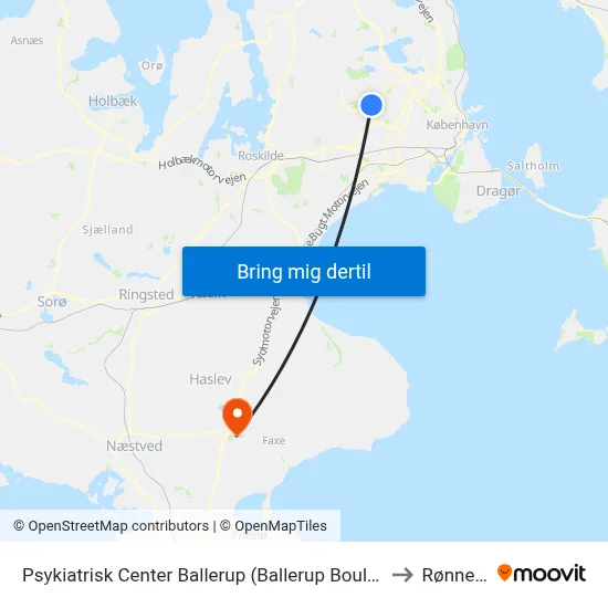 Psykiatrisk Center Ballerup (Ballerup Boulevard) to Rønnede map