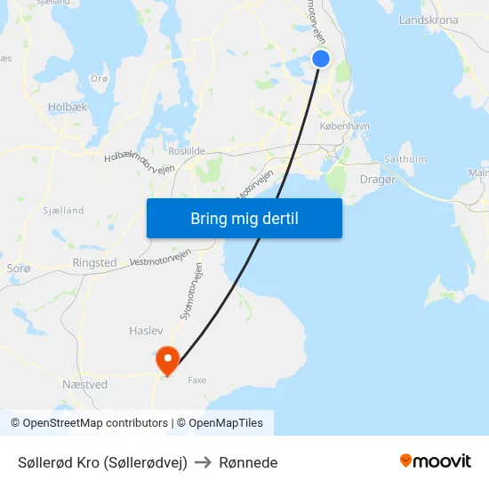 Søllerød Kro (Søllerødvej) to Rønnede map