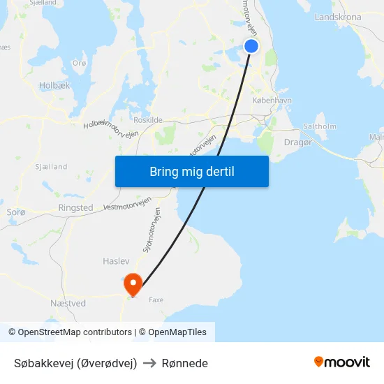 Søbakkevej (Øverødvej) to Rønnede map