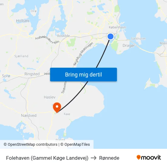 Folehaven (Gammel Køge Landevej) to Rønnede map