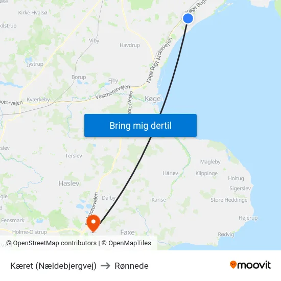 Kæret (Nældebjergvej) to Rønnede map