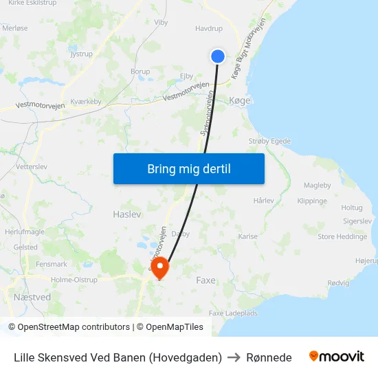 Lille Skensved Ved Banen (Hovedgaden) to Rønnede map