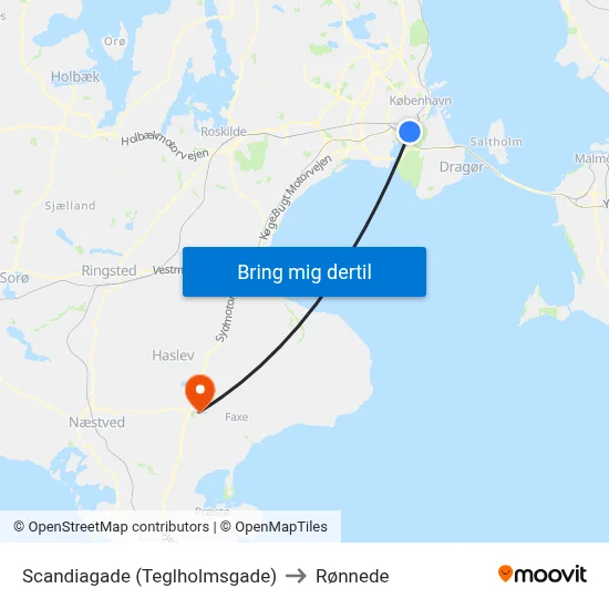 Scandiagade (Teglholmsgade) to Rønnede map