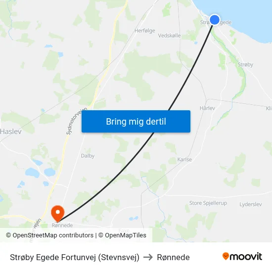 Strøby Egede Fortunvej (Stevnsvej) to Rønnede map