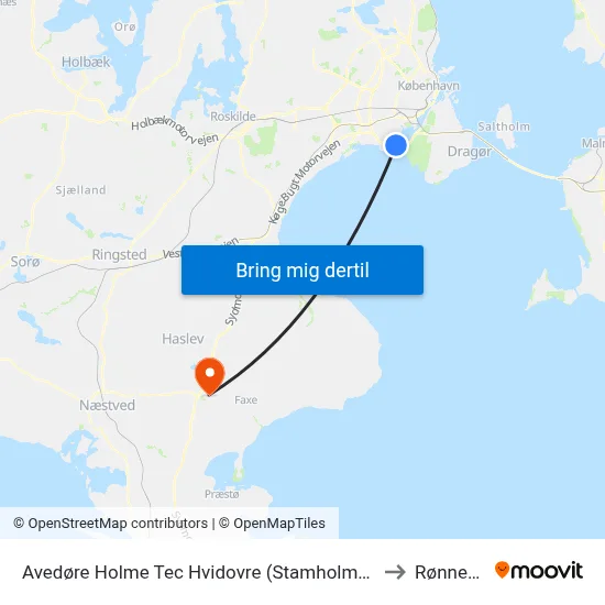 Avedøre Holme Tec Hvidovre (Stamholmen) to Rønnede map