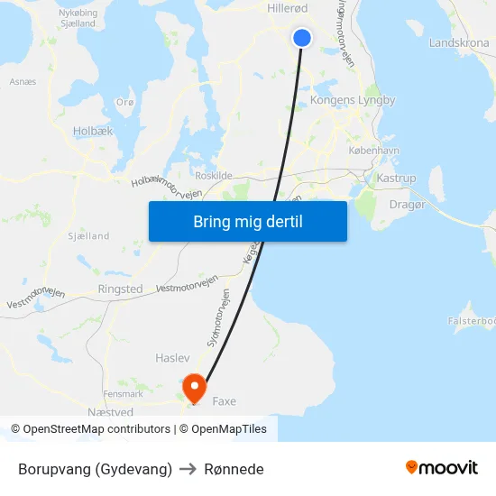 Borupvang (Gydevang) to Rønnede map