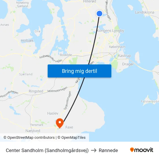Center Sandholm (Sandholmgårdsvej) to Rønnede map
