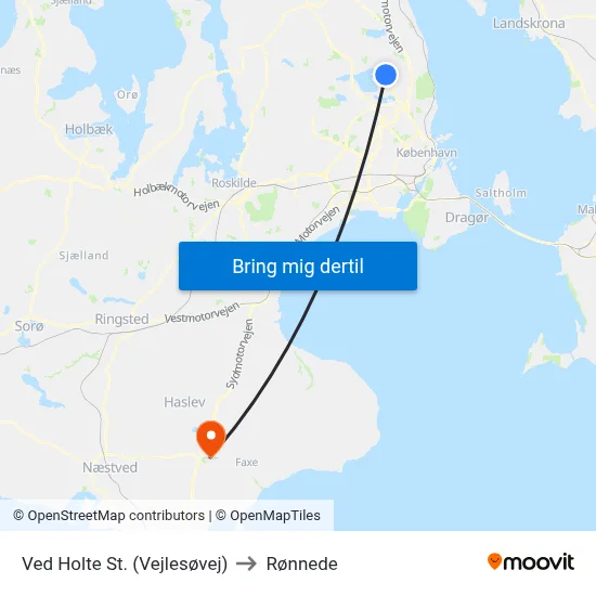 Ved Holte St. (Vejlesøvej) to Rønnede map