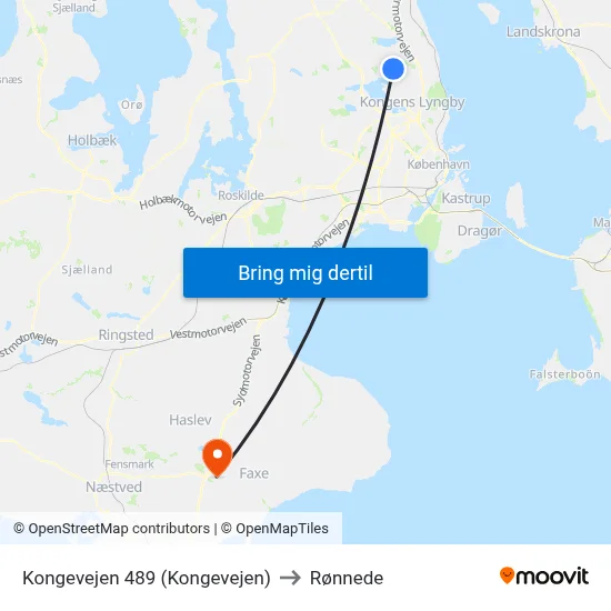 Kongevejen 489 (Kongevejen) to Rønnede map