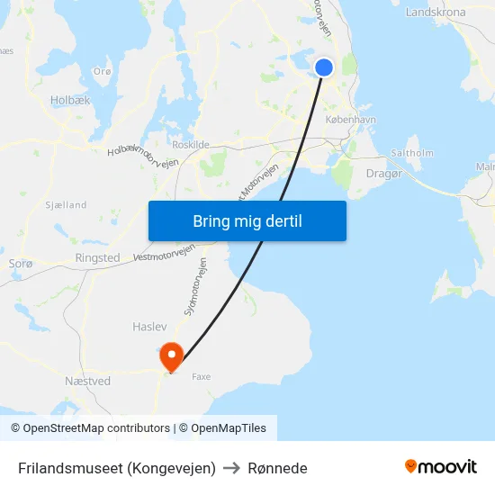 Frilandsmuseet (Kongevejen) to Rønnede map