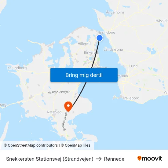Snekkersten Stationsvej (Strandvejen) to Rønnede map