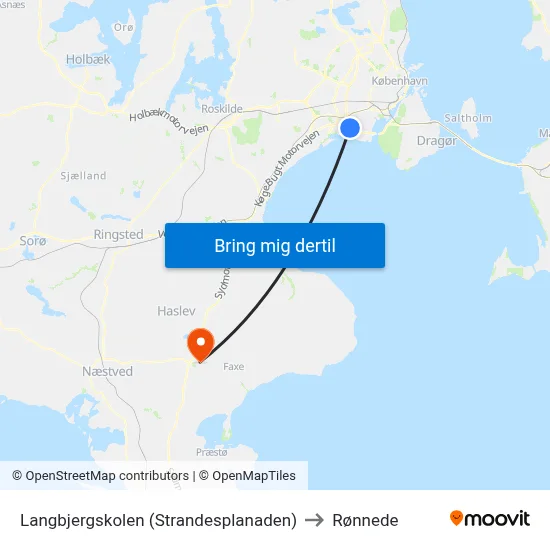 Langbjergskolen (Strandesplanaden) to Rønnede map