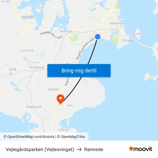 Vejlegårdsparken (Vejlesvinget) to Rønnede map