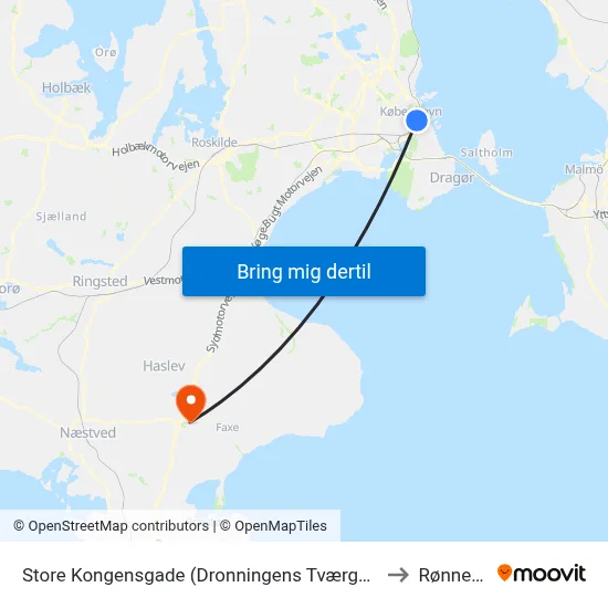 Store Kongensgade (Dronningens Tværgade) to Rønnede map
