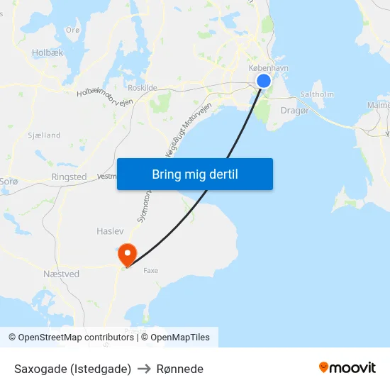 Saxogade (Istedgade) to Rønnede map