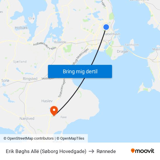 Erik Bøghs Allé (Søborg Hovedgade) to Rønnede map