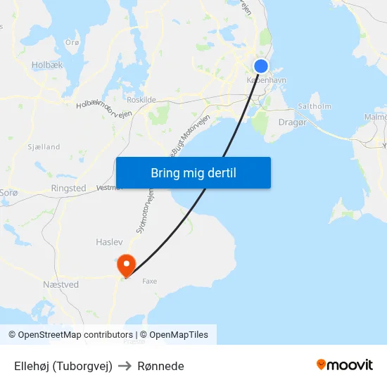 Ellehøj (Tuborgvej) to Rønnede map