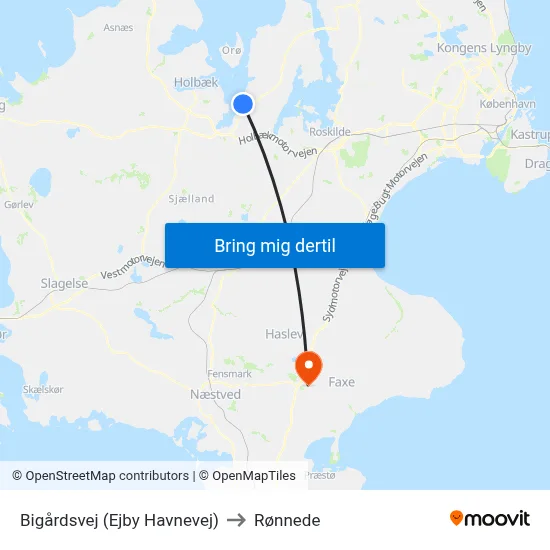 Bigårdsvej (Ejby Havnevej) to Rønnede map