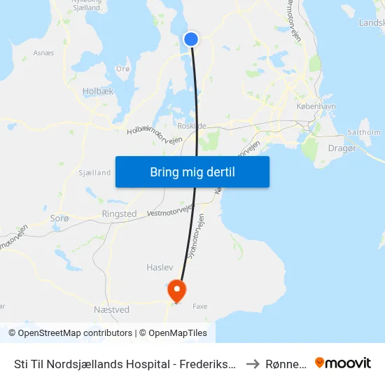 Sti Til Nordsjællands Hospital - Frederikssund to Rønnede map