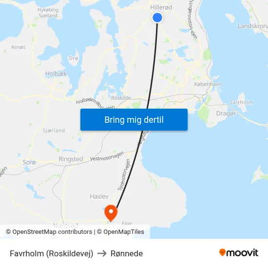 Favrholm (Roskildevej) to Rønnede map