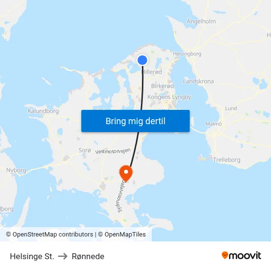 Helsinge St. to Rønnede map