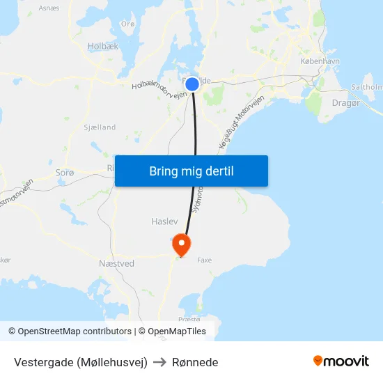 Vestergade (Møllehusvej) to Rønnede map