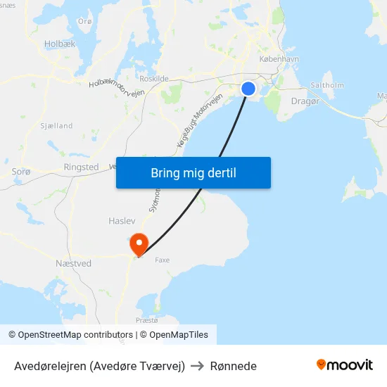 Avedørelejren (Avedøre Tværvej) to Rønnede map