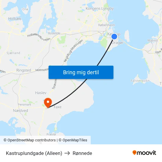 Kastruplundgade (Alleen) to Rønnede map
