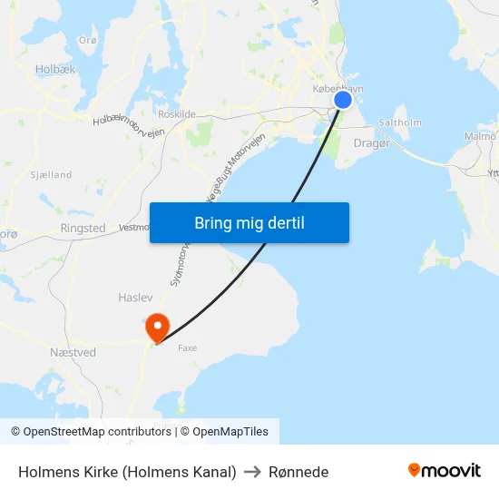 Holmens Kirke (Holmens Kanal) to Rønnede map