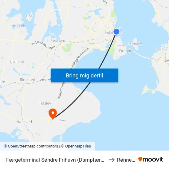 Færgeterminal Søndre Frihavn (Dampfærgevej) to Rønnede map