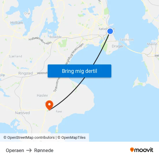 Operaen to Rønnede map