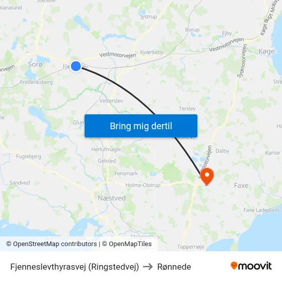 Fjenneslevthyrasvej (Ringstedvej) to Rønnede map