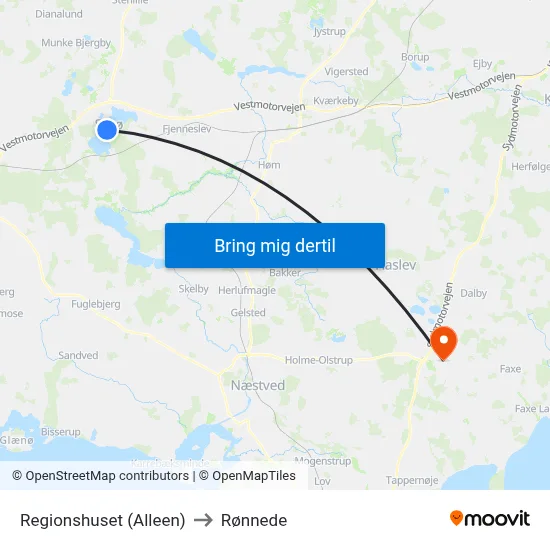 Regionshuset (Alleen) to Rønnede map