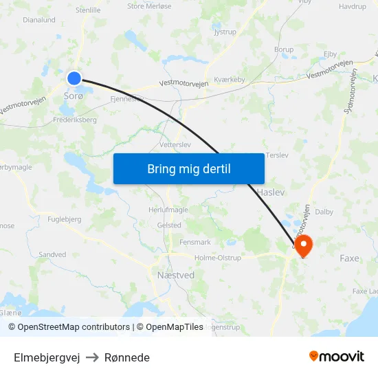 Elmebjergvej to Rønnede map