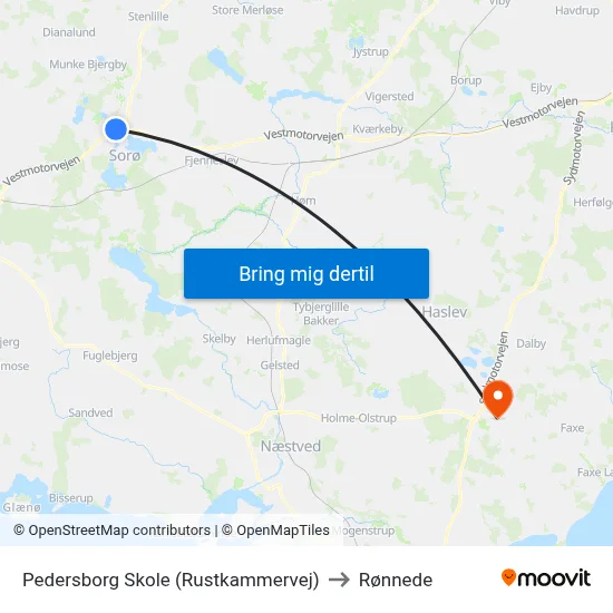 Pedersborg Skole (Rustkammervej) to Rønnede map