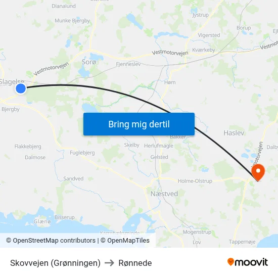Skovvejen (Grønningen) to Rønnede map