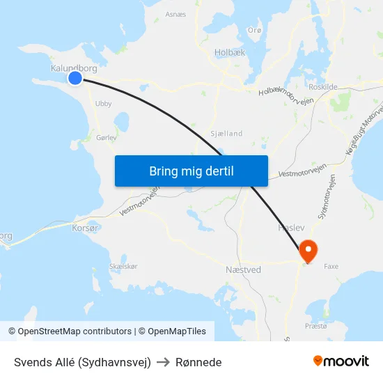 Svends Allé (Sydhavnsvej) to Rønnede map