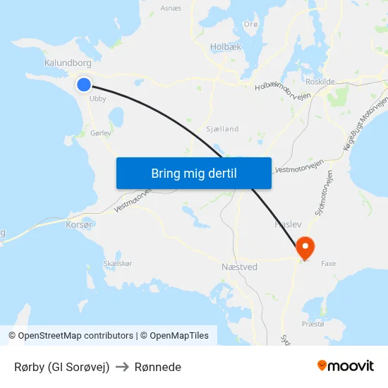 Rørby (Gl Sorøvej) to Rønnede map