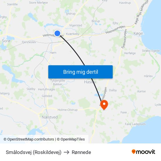 Smålodsvej (Roskildevej) to Rønnede map