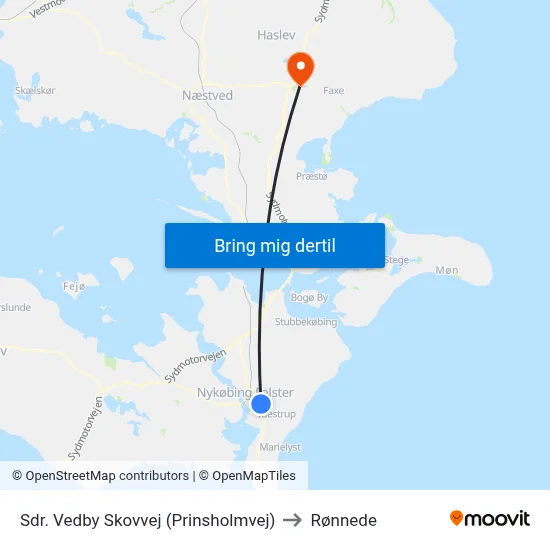 Sdr. Vedby Skovvej (Prinsholmvej) to Rønnede map