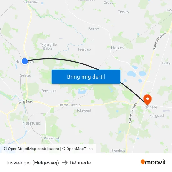Irisvænget (Helgesvej) to Rønnede map