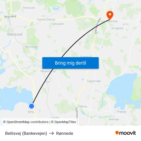 Bellisvej (Bankevejen) to Rønnede map