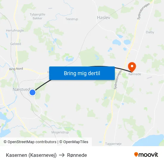 Kasernen (Kasernevej) to Rønnede map