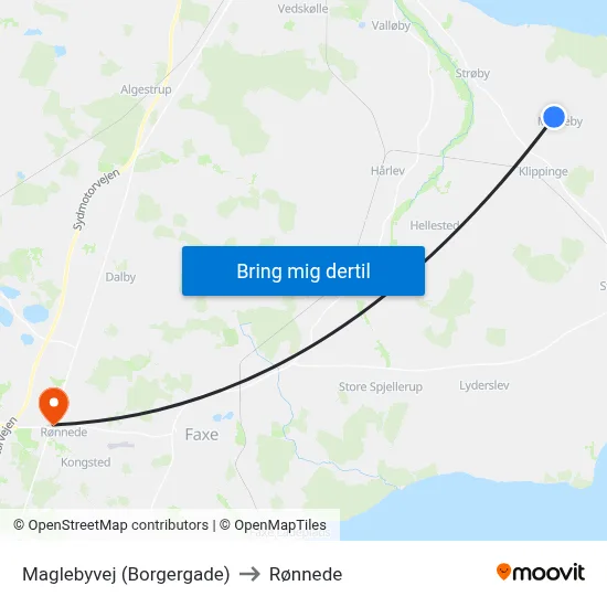 Maglebyvej (Borgergade) to Rønnede map
